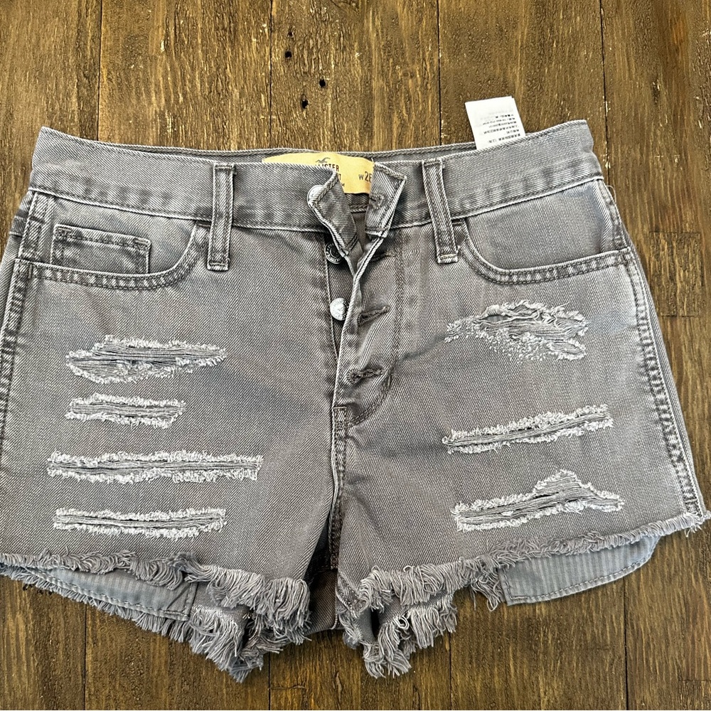 Juniors Hollister Gray ripped jean shorts size 3